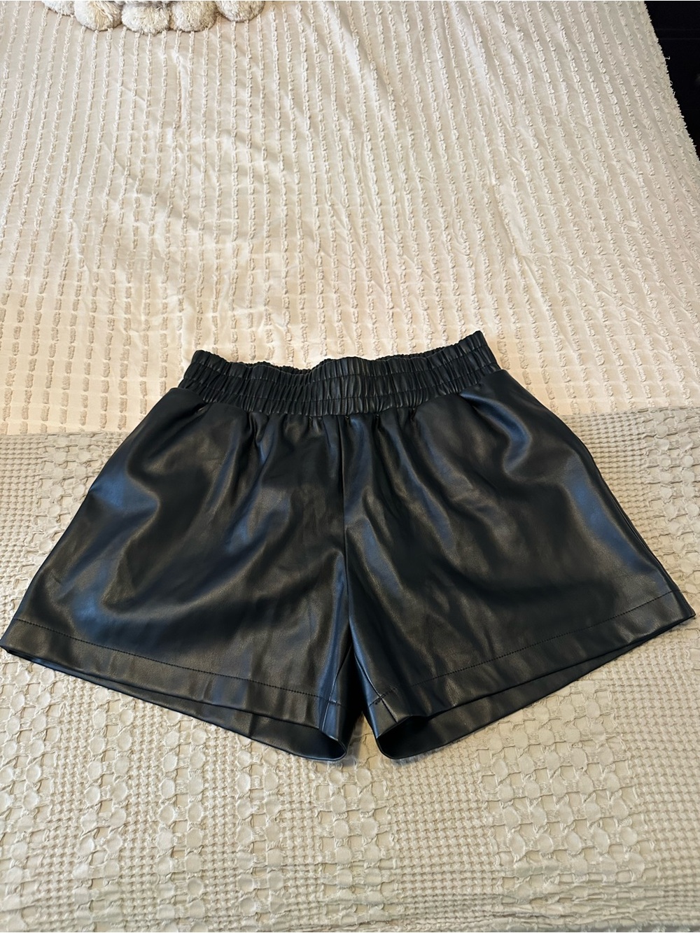 Faux Black Leather Shorts
